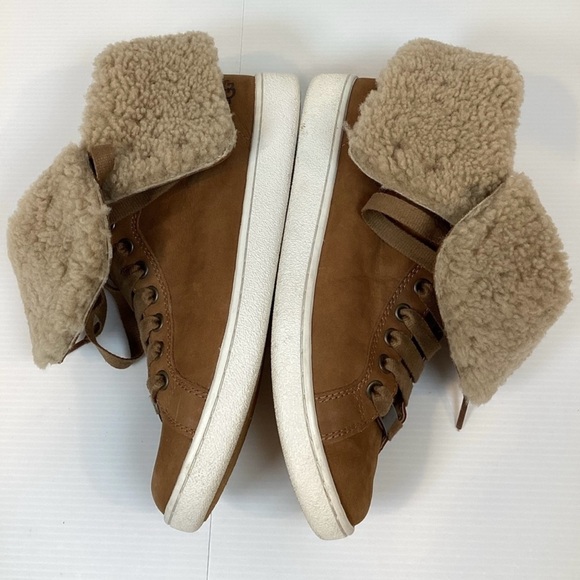 Ugg Starlyn Shearling High Top Sneakers Women’s 8.5 Chestnut Leather Boot - Picture 4 of 7